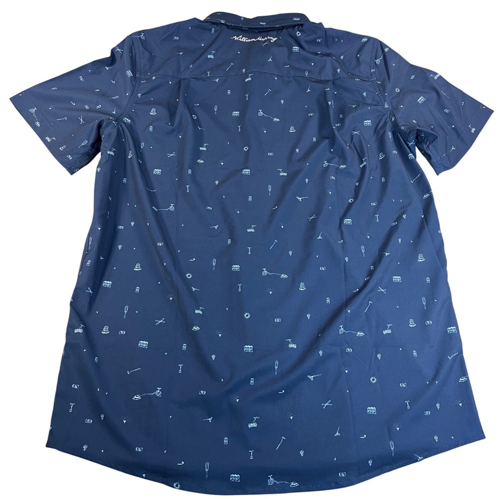 William Murray Golf Mens Navy Blue Golf Icon Print Short Sleeve Button Down M - Picture 2 of 15